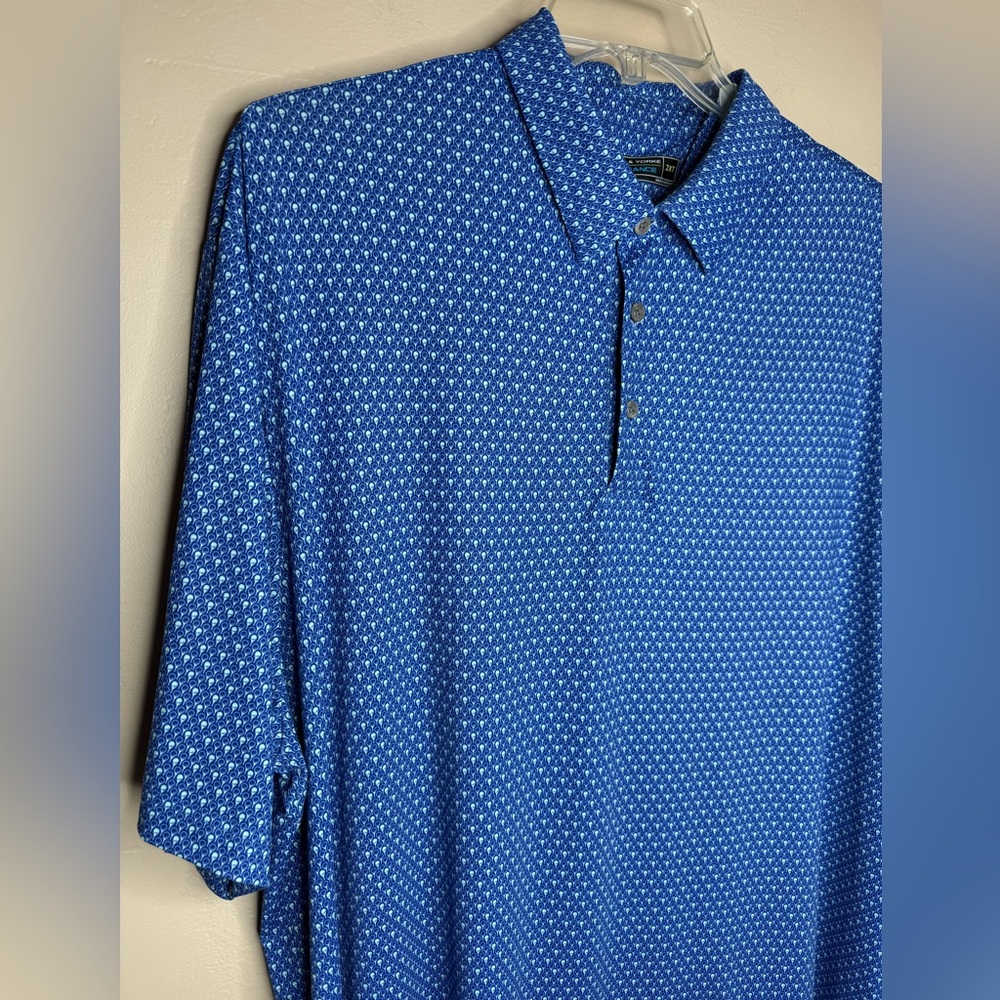 Roundtree and Yorke Performance Golf Ball Micro Print Golf Polo Shirt Size 2XT
